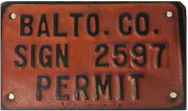 Baltimore County Sign Permit number 2597